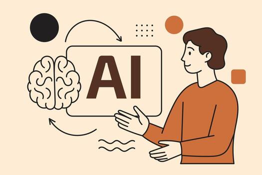 aprendizaje ai o enseñando artificial inteligencia con automatización y tecnología concepto ilustración y datos visualización con suave color paladar. vector