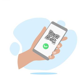 Digital Payment Concept with QR Code Scanning on Smartphone vector
