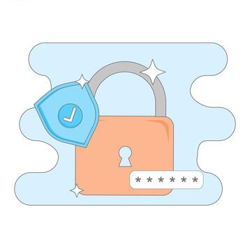 Information Security Concept with PIN Lock and Data Protection vector