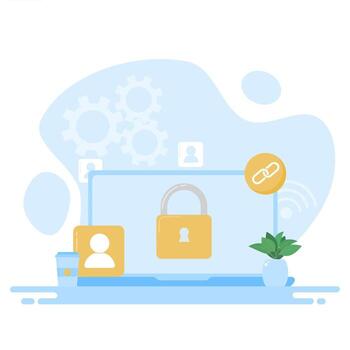 digital cuenta y datos seguridad concepto con ordenador portátil icono vector