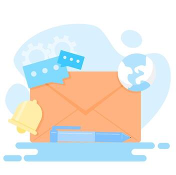 Digital Communication Illustrations. Email, Inbox, Notifications, and Chat for Web and Mobile Design. vector