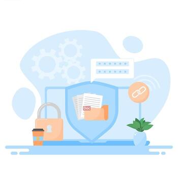 digital datos seguridad diseño con ordenador portátil y seguridad íconos vector