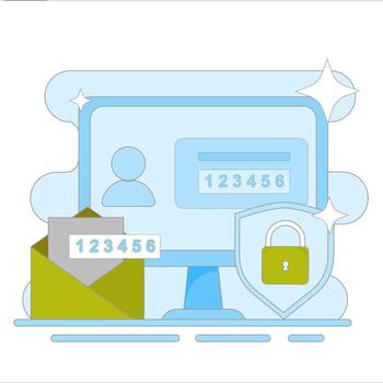 Illustration of Two-Step Verification and OTP for Secure Login to Accounts or Apps vector