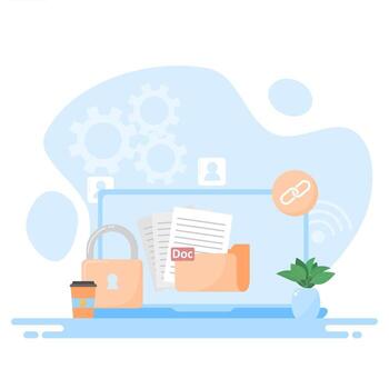 ilustración de el concepto de cuenta y datos seguridad en un ordenador portátil vector