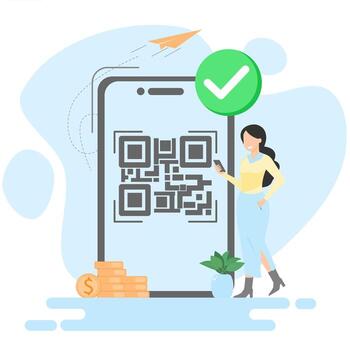 ilustración de en línea financiero actas vía qr código en móvil solicitud vector