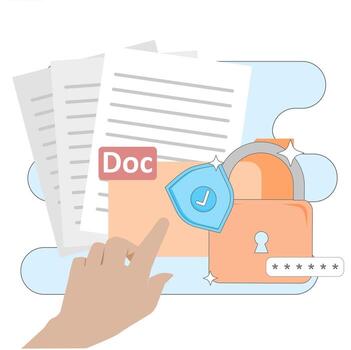 mano señalando a seguridad símbolo como un datos proteccion concepto vector