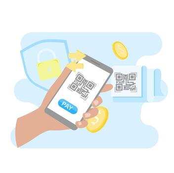 Online Payment Transaction Protection via Smartphone and QR Code Scanning vector
