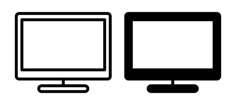 Black and White Illustrations of Computer Monitors Side by Side Design vector