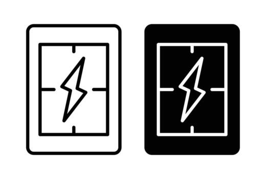 Black and White Lightning Bolt Icon with Frame for Energy Concepts vector
