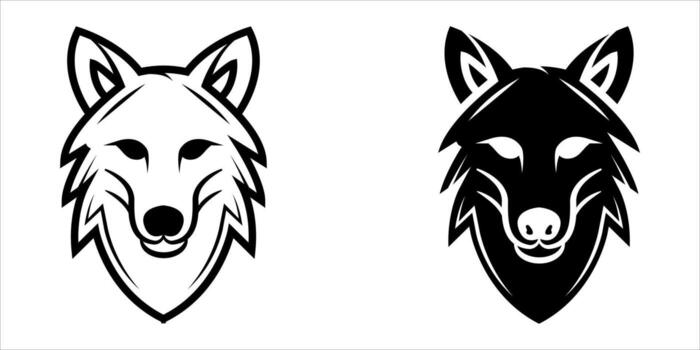 Wolf icon set. illustration of a wolf head. It features a stylized wolf face with a simple yet striking design. The image is ideal for use as a logo, icon, or design element in various projects. vector