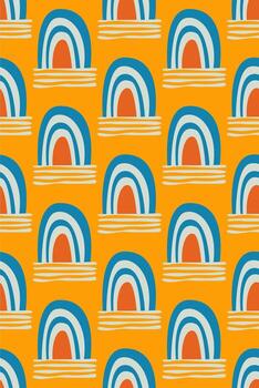 Retro Rainbow Abstract Pattern in Warm Orange Tones vector