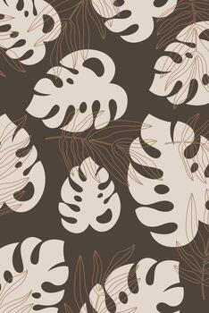 Abstract Botanical Pattern with Monstera Leaves vector