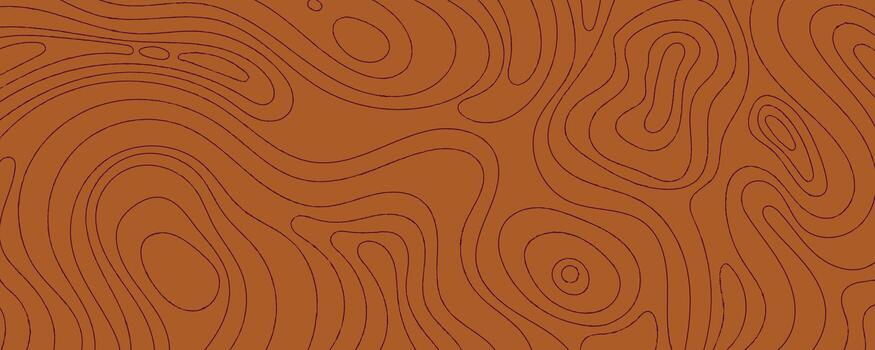 Topographic Landscape Texture with Brown Colors. Abstract Geographic Map with Wavy Contour Lines and Mountain Relief Grid. vector