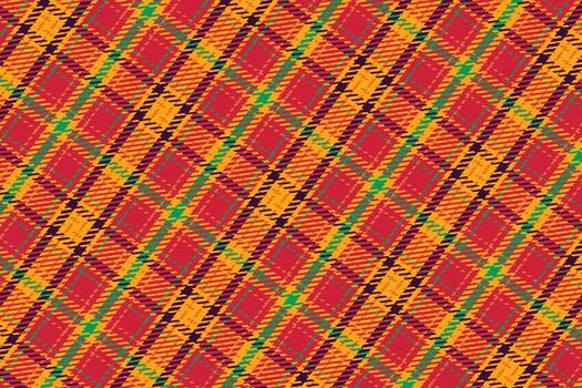 Red and Gold Plaid Pattern for Christmas with Flannel Texture. Winter checked abstract design for tartan and gingham shirt prints. Line and square geometric lumberjack art perfect for fabric vector