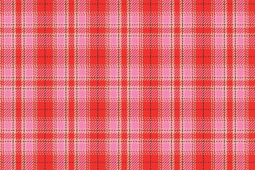 Red and White Plaid Pattern for Christmas with Flannel Texture. Winter checked abstract design for tartan and gingham shirt prints. Line and square geometric lumberjack art perfect for fabric vector