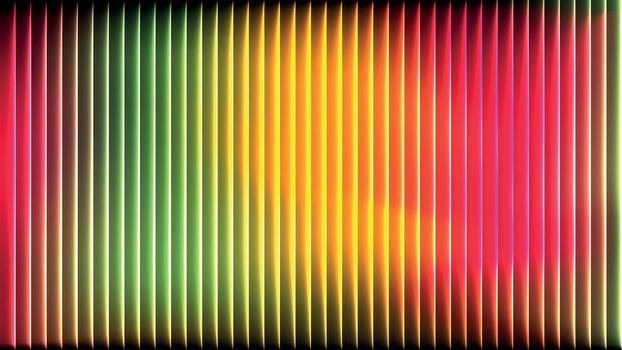 Vibrant abstract spectrum background vertical lines with a striking gradient of green, yellow, orange, and red light, creating a lively and energetic display vector