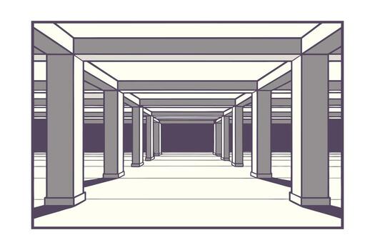 Endless corridor with columns arches in perspective view vector