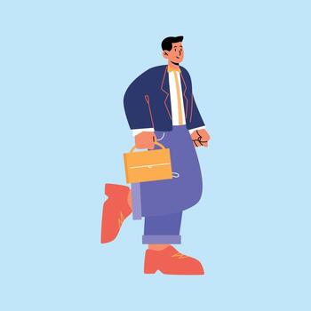 Man with briefcase in stylish outfit vector