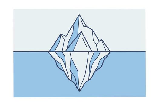 Iceberg Floating in Water with Underwater Portion Visible ocean Glacial vector