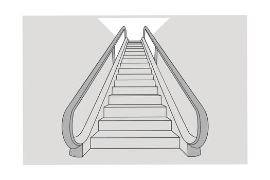 escalera mecánica yendo arriba con barandillas pasos vector