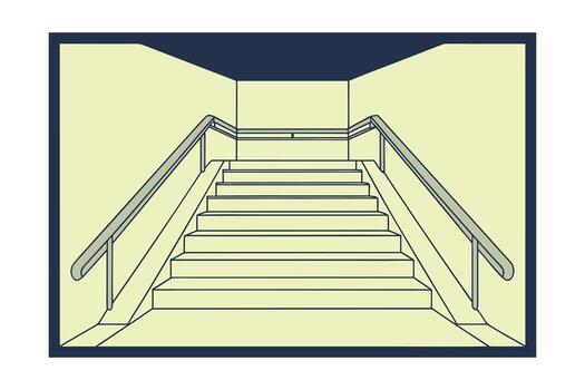 Straight Staircase With Handrails Leading Upwards In A Subway Or Underpass stairs steps Liminal vector