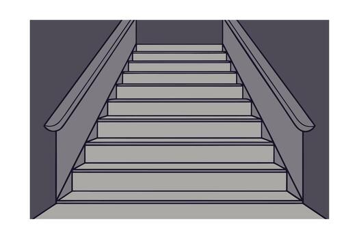 Straight Staircase with Handrails Leading Upwards in a Simple Style vector