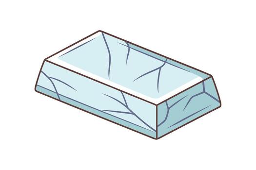 Single Ice Block with Cracks in Isometric View Glacial frozen vector