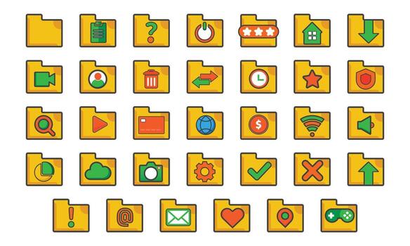 flat style file folder icon set vector