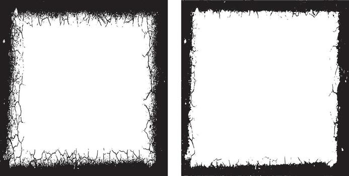 grunge frame black and white illustration, set of grunge frames, set of black grunge frames with a dirty texture and rough edge design for your art illustration vector