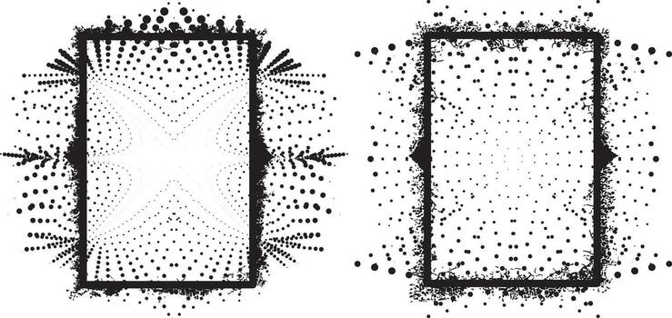 Black illustration of a hand drawn sketch of a man with a gun, featuring a geometric shape halftone dot design pattern template vector