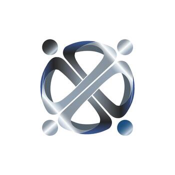 Abstract metallic loop design with four spheres vector