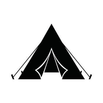 Black silhouette of a canvas tent with open flaps vector