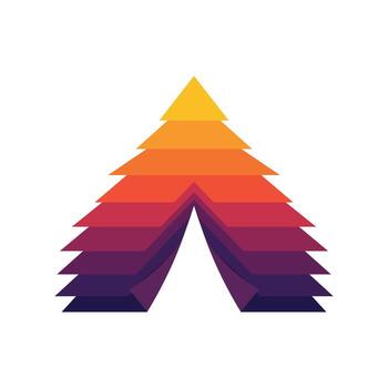 Abstract geometric representation of a pine tree with a gradient of warm colors vector