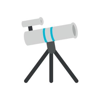 Telescope icon in detailed color for science, universe, and exploration themes. vector
