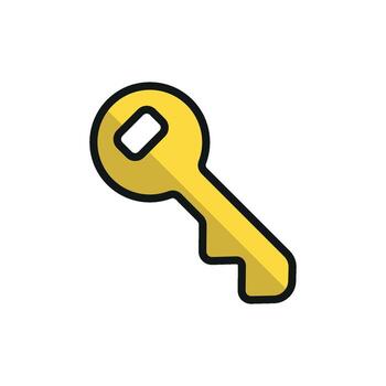 Key icon in color with line style for login, access, and privacy visuals. vector