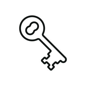 Key icon in outline design for privacy, password, and identity projects. vector