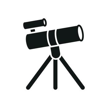 Telescope icon in solid glyph for science, night sky, and exploration projects. vector