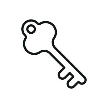 Key icon in clean outline for entry, permission, and secure access themes. vector