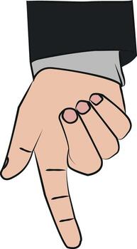 a human hand pointing downward. Simple and clean ideal for infographics, web icons, app interfaces, instructions. vector