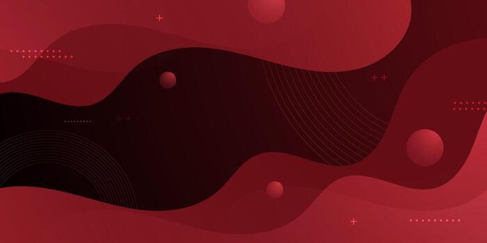 Abstract red wavy background with circles vector