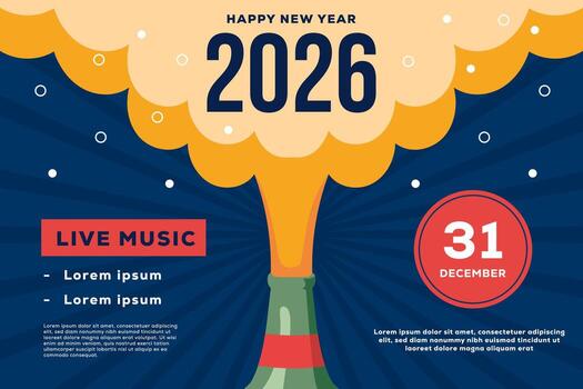 happy new year 2026 background in flat style design vector