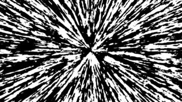 abstrakt svart och vit animering av psychedelic brista bakgrund, snabb radiell rörelse, hög kontrast energi strömma för trippy visuella och rörelse design. video