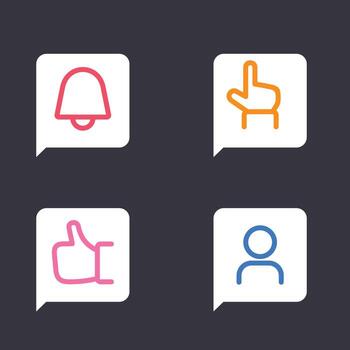 outline icons for digital interfaces. Features notification, pointing, like, and user profile symbols. Great for website buttons and interactive app design vector