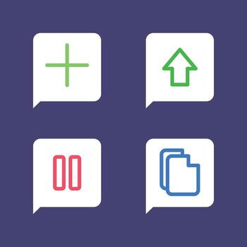 Four Website Icons Add, Upload, Pause, and Duplicate - Versatile Digital Interface Elements vector