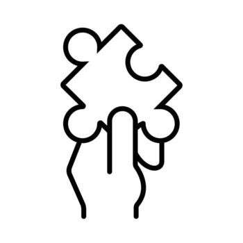 Hand Holding Single Jigsaw Piece Icon for Solution Finding, Configuration, or Key Element vector