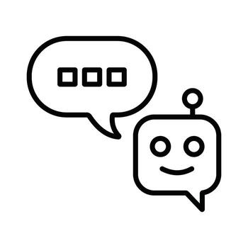Minimalist Chatbot Outline Icon with Typing Bubble, AI Communication and Customer Service Symbol. vector