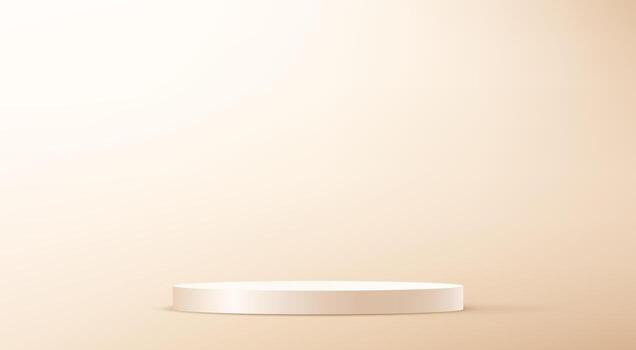 Beige background 3d with podium. Empty room with light effect. Space for selling products on the website. vector