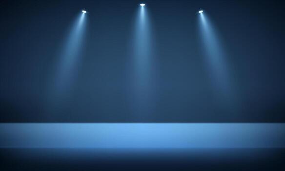 Empty Dark Blue studio background. Empty room with light effect. Empty Room Studio with table. Space for selling products, backdrop, wallpaper, background, text. Gradient table. illustration. vector