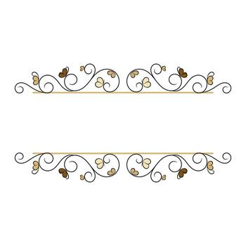 linda mariposa frontera marco texto con dorado color y rizo líneas gráfico ilustración vector