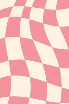 Trippy distorted checkerboard groovy background vector